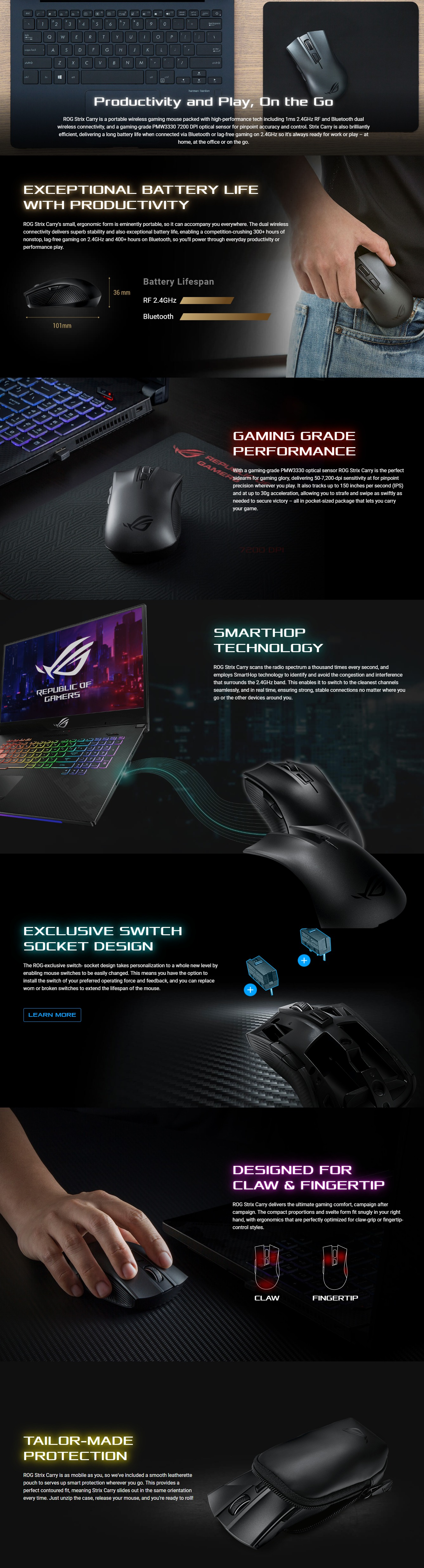 Asus P508 Rog Strix Carry Portable Wireless Optical Gaming Mouse