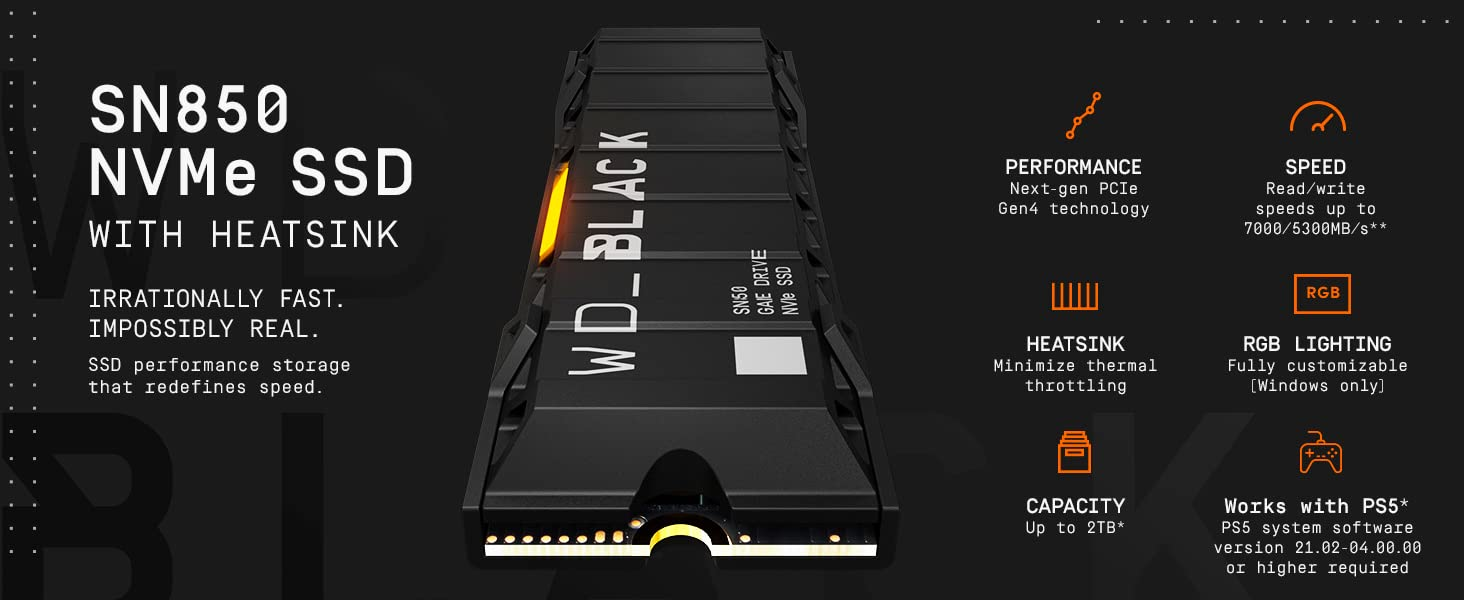 WD Black SN850 with Heatsink 2TB | Internal M.2 PCIe SSD